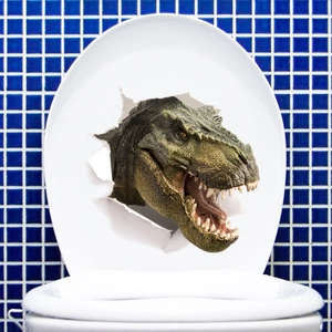 Creative 3D Realistic Dinosaur Wall Sticker Waterproof PVC Toilet Decal For Bathroom Home Decor Removable Cracked Wall Art