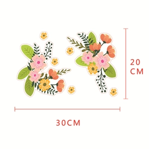 Floral wall sticker detail showing pink and yellow blossoms with 30x20 cm dimensions