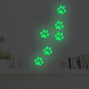 Adesivi murali con impronte di animali luminose per decorazioni fosforescenti in camera