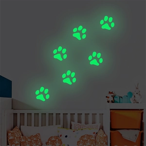 Adesivi Murali con Impronte di Zampe di Animali Fluorescenti Decalcomanie in PVC per Cameretta Bambini Camera da Letto