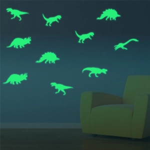 Autocollants muraux dinosaures fluorescents brillants dans le noir pour chambre d'enfant
