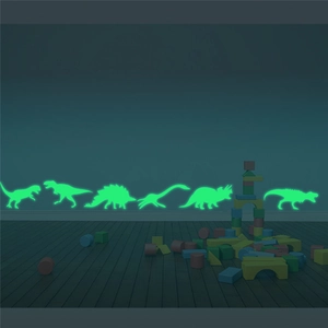 Stickers muraux dinosaures luminescents avec effet brillant vert pour chambre d'enfant