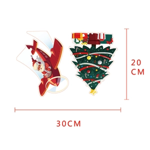 Christmas wall stickers featuring Santa in a red plane and a decorated Xmas tree, 30x20cm size