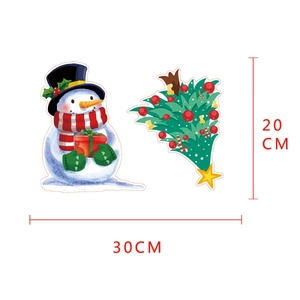 Christmas wall stickers set featuring a cartoon snowman and decorated holiday tree