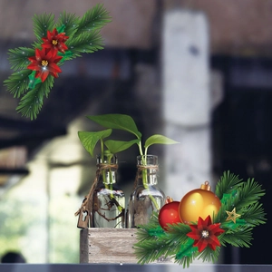 Christmas themed decor featuring two glass plant jars with hemp rope in a HOME wooden tray