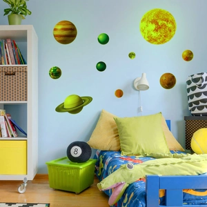 Luminous solar system planet wall stickers set for children's bedroom decor