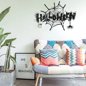 Adesivi murali moderni ragno di Halloween nel soggiorno con ragnatele nere decorative