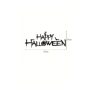 Dettaglio adesivo Happy Halloween con gatto nero, pipistrello e zucca, 57x22cm