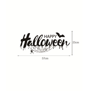 Dimensioni dettagliate per adesivi murali Halloween neri con ragno e pipistrello 57x25cm