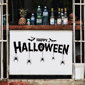Adesivi Murali di Halloween Spaventoso Ragno Ragnatela Pipistrello Lanterna di Zucca Decorativo Rimovibile PVC Decalcomanie per Soggiorno Finestra