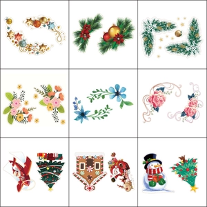 Mixed set of Christmas holiday wall stickers and floral decals for festive home decoration