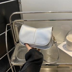 Borsa A Spalla In Pelle PU Donna Borsa Tracolla Con Patta Tinta Unita Tracolla Regolabile Stile Ins Moda Borsa A Mano