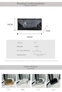 Crocodile texture PU leather chain bag with dimensions and multi-color specifications