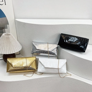 Fashionable crocodile pattern envelope crossbody bags with gold chain in four stylish colors