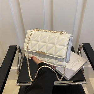 Sac À Bandoulière Matelassé Pour Femmes En Cuir PU Avec Chaîne En Métal Doré Et Fermoir Rectangulaire Mode Quotidienne
