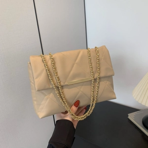 Moda Donna Trapuntata Piccola Borsa Quadrata in Pelle PU Catena Borsa a Tracolla Retro Crossbody Messenger Bag per Lavoro Quotidiano