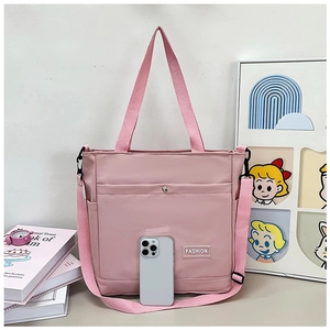 Sac fourre-tout en nylon rose avec poche avant et téléphone pour la taille