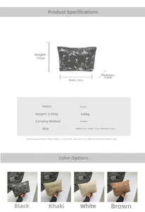 Detailed size chart and color options for the floral embroidered fabric clutch bag