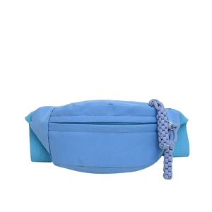 Sac banane en toile bleu ciel pour enfants avec tirettes de fermeture éclair tressées