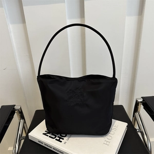 Women Underarm Bag Nylon Minimalist Letter Embroidery Lightweight Commuting Shoulder Bag Korean Streetwear Fashionable