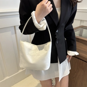Chic white nylon underarm bag with onwards and upwards letter embroidery for summer