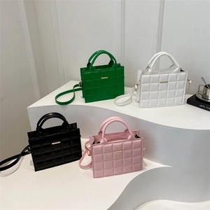 Quilted crossbody bags for women in green, white, black and pink with gold hardware
