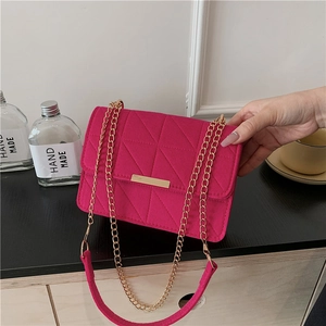 Women Quilted Shoulder Bag Geometric Stitching Gold Chain Strap Vintage Crossbody Handbag For Daily Fashion