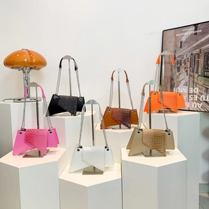 French style crocodile pattern chain shoulder bags in six colors on display