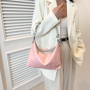 Pink nylon tote bag with Fashion lettering and silver hardware for women casual use