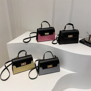 Chic sequined mini Kelly handbags in four colors with metallic glitter and gold hardware