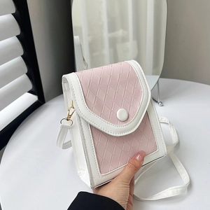 Mini Sac de Téléphone Matelassé à la Mode pour Femmes Cuir PU Patchwork Sac Bandoulière Petit Sac Épaule Décontracté
