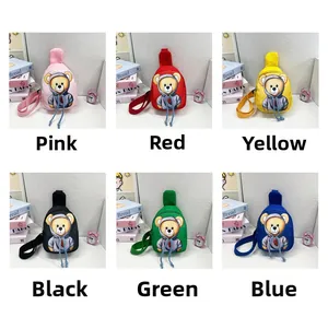 Detailed grid view showing cute cartoon bear fanny packs in six vibrant colors for kids