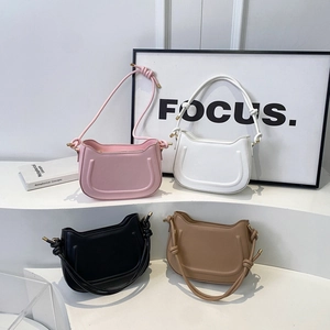 Minimalist leather underarm bags for women in pink, white, black and beige colors
