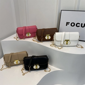 Minimalist square crossbody bags in five colors with stylish gold chain and T-lock closure