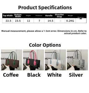 Size chart for embossed crocodile PU leather baguette bags in four stylish colors