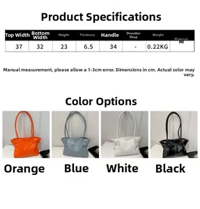 Detailed size specifications for minimalist large capacity PU tote bag with four colors