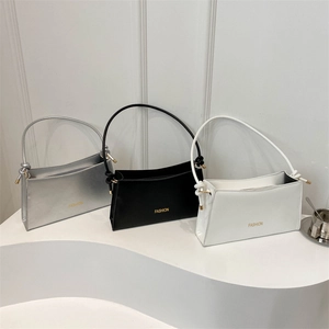 Sacs à bandoulière minimalistes en argent noir et blanc avec poignée à nœud élégant