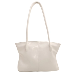 Minimalist large capacity white leather tote bag for women with dual shoulder straps