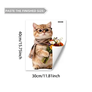 Detailoverzicht van schattige kat raamsticker met 30x40cm afmetingen en specificaties
