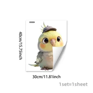 Detailoverzicht van statische raamsticker met vogelmotief voor glazen deuren