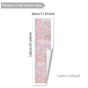 Detail of 30x120cm colorful floral window sticker with pink mosaic patterns