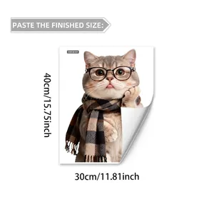 Specificaties 30x40cm voor statische raamsticker met schattige kat en bril