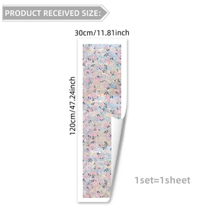 Floral window privacy film 30x120cm with pink flowers and stained glass texture design
