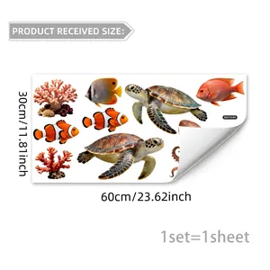 Statische raamstickers zeeleven met zeeschildpadden en koraalrif decoratie ontwerpen