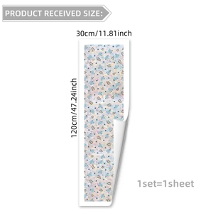 Detailed size specification for pink floral holographic window film 30x120cm