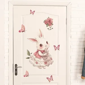 Cute Cartoon Animal Wall Stickers PVC Waterproof Self Adhesive Decals For Home Kitchen Bathroom Decor Hand Painted Style