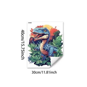 Wandsticker mit blauem Dinosaurier Motiv für Kinderzimmer in der Größe 40x30 cm