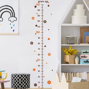 Bloemen groeihoogte grafiek muursticker met schaal voor decoratie kinderkamer