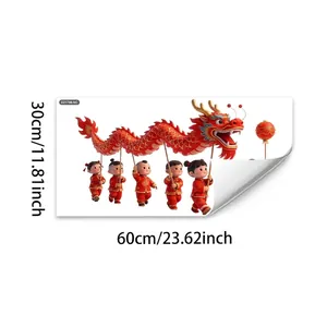 Dettaglio dell'adesivo per finestre con danza del dragone in materiale statico bifacciale