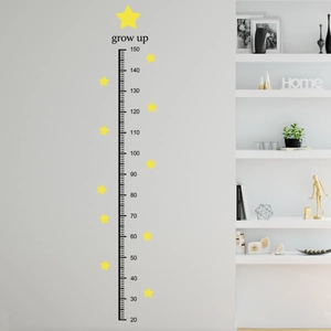 Minimalist star theme kids height chart wall sticker featuring grow up text and stars